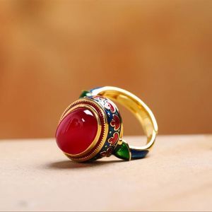 Vintage Retro Style Red Stone Resizable Ring Unique Ring